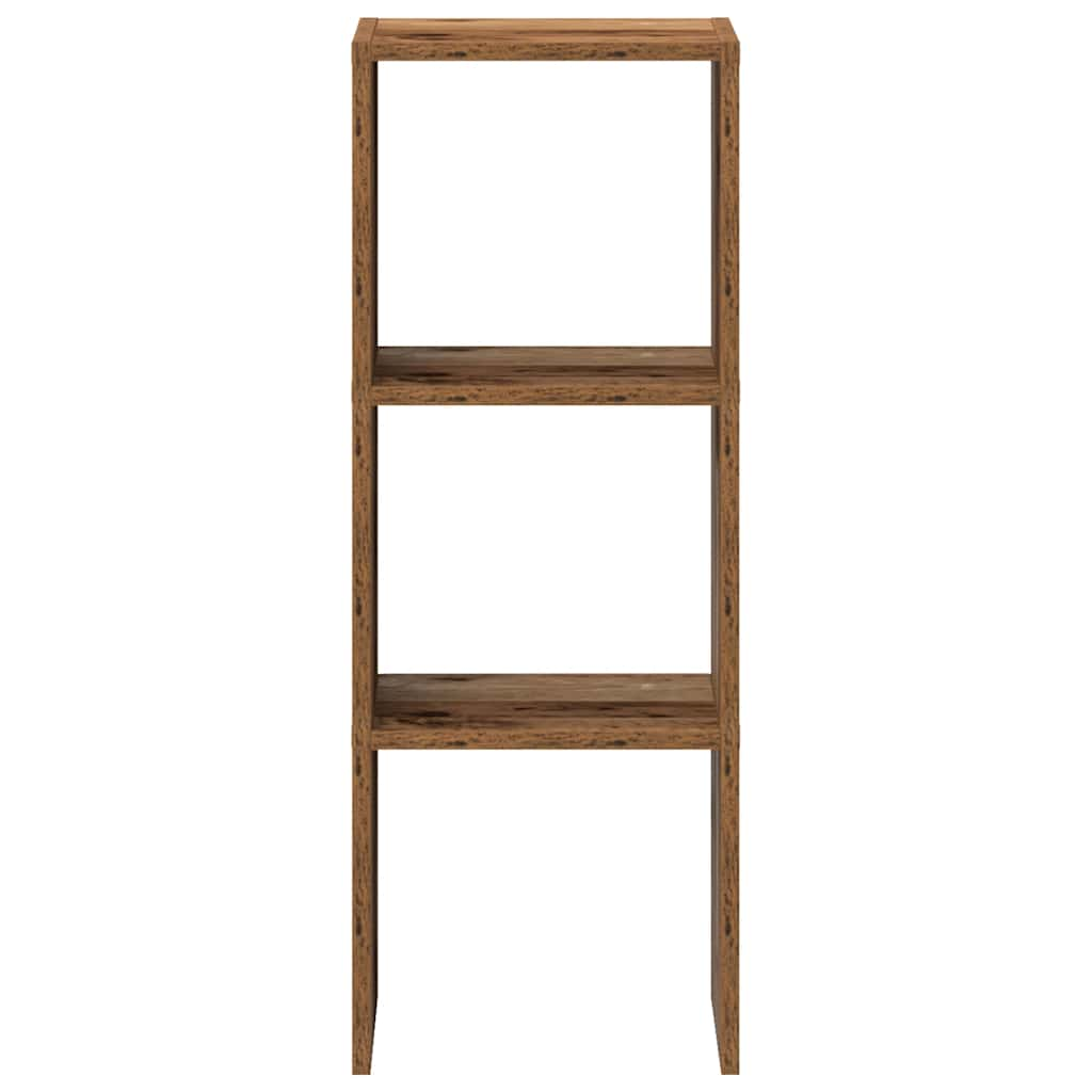 Boekenkast stapelbaar 30x30x80 cm bewerkt hout oud houtkleurig - AllerleiShop