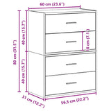 Kasten met 2 lades 2 st 60x31x40 cm bewerkt hout sonoma eiken - AllerleiShop