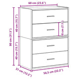 Kasten met 2 lades 2 st 60x31x40 cm bewerkt hout betongrijs