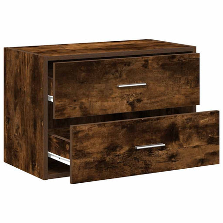 Kast met 2 lades 60x31x40 cm bewerkt hout gerookt eikenkleurig - AllerleiShop