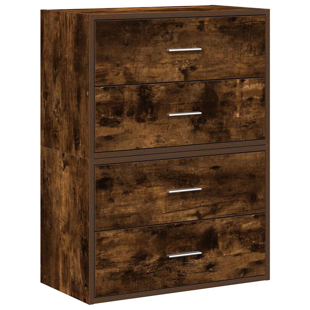 Kasten met 2 lades 2 st 60x31x40 cm bewerkt hout gerookt eiken - AllerleiShop