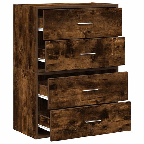 Kasten met 2 lades 2 st 60x31x40 cm bewerkt hout gerookt eiken - AllerleiShop