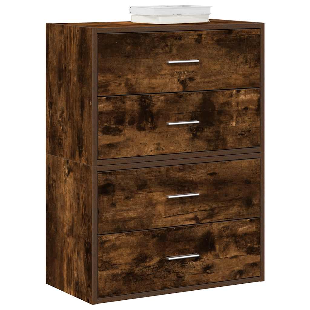 Kasten met 2 lades 2 st 60x31x40 cm bewerkt hout gerookt eiken - AllerleiShop