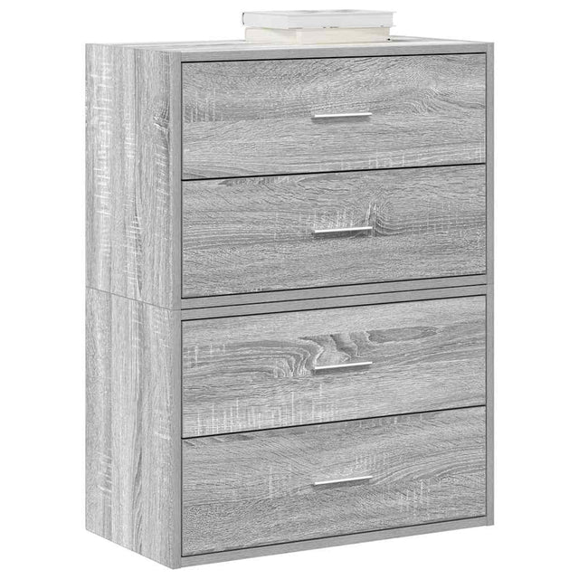 Kasten met 2 lades 2 st 60x31x40 cm bewerkt hout grijs sonoma - AllerleiShop