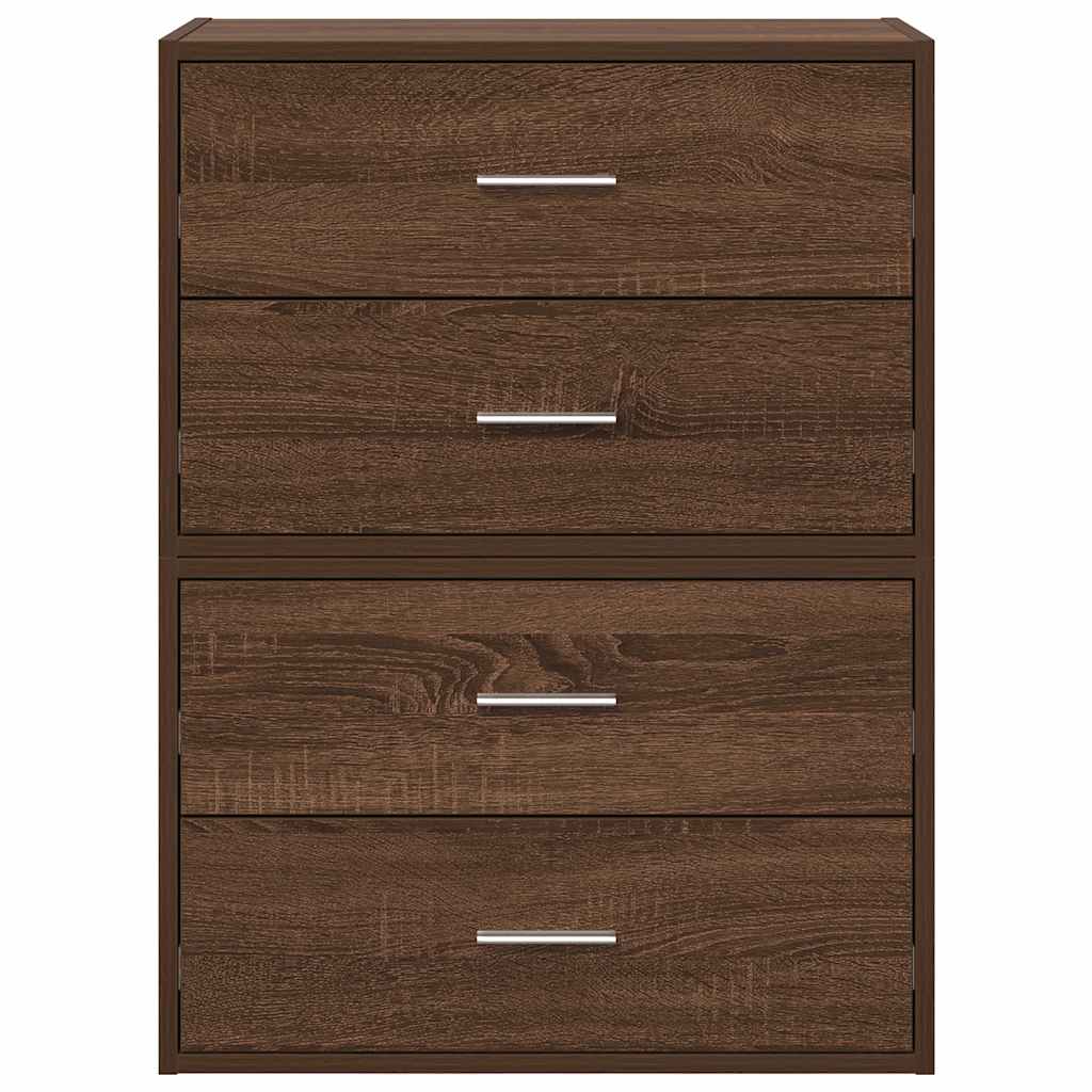 Kasten met 2 lades 2 st 60x31x40 cm bewerkt hout bruin eiken - AllerleiShop