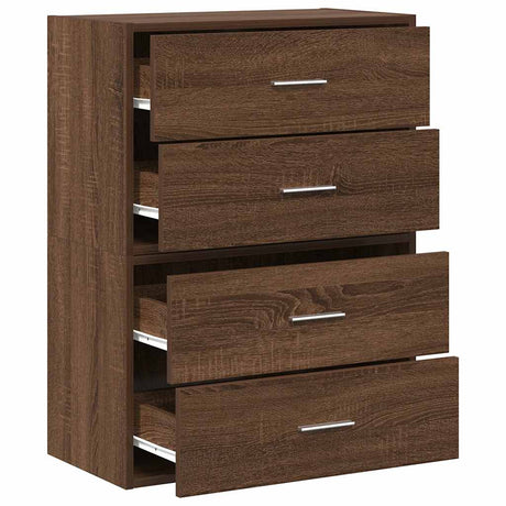 Kasten met 2 lades 2 st 60x31x40 cm bewerkt hout bruin eiken - AllerleiShop