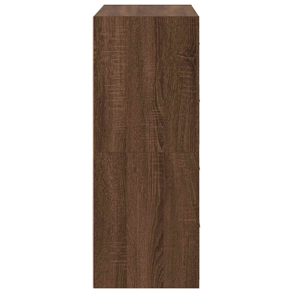 Kasten met 2 lades 2 st 60x31x40 cm bewerkt hout bruin eiken - AllerleiShop