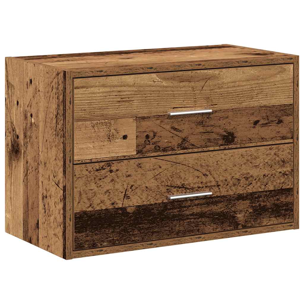 Kast met 2 lades 60x31x40 cm bewerkt hout oud houtkleurig - AllerleiShop