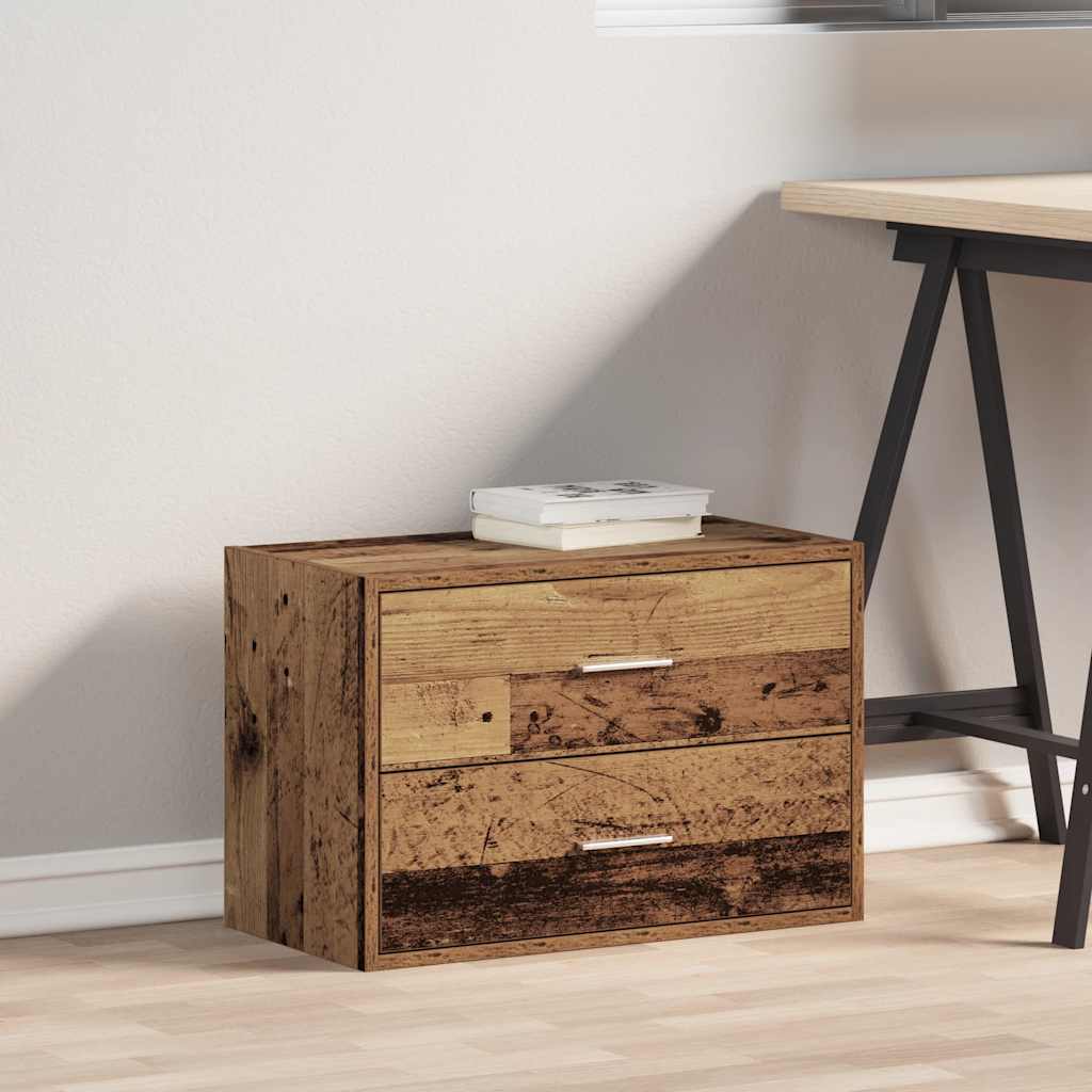 Kast met 2 lades 60x31x40 cm bewerkt hout oud houtkleurig - AllerleiShop