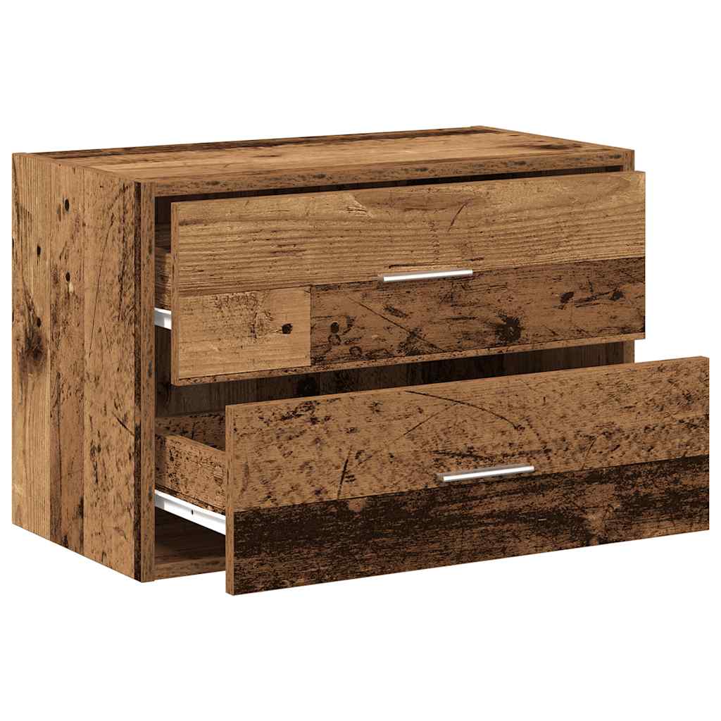 Kast met 2 lades 60x31x40 cm bewerkt hout oud houtkleurig - AllerleiShop