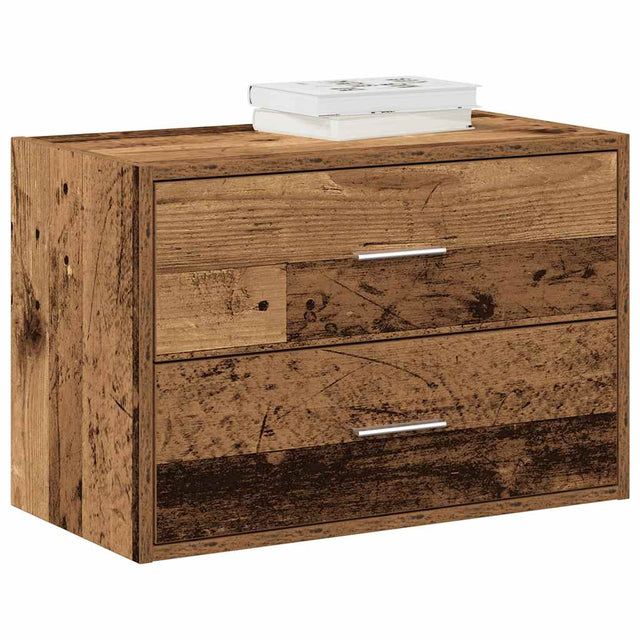 Kast met 2 lades 60x31x40 cm bewerkt hout oud houtkleurig - AllerleiShop