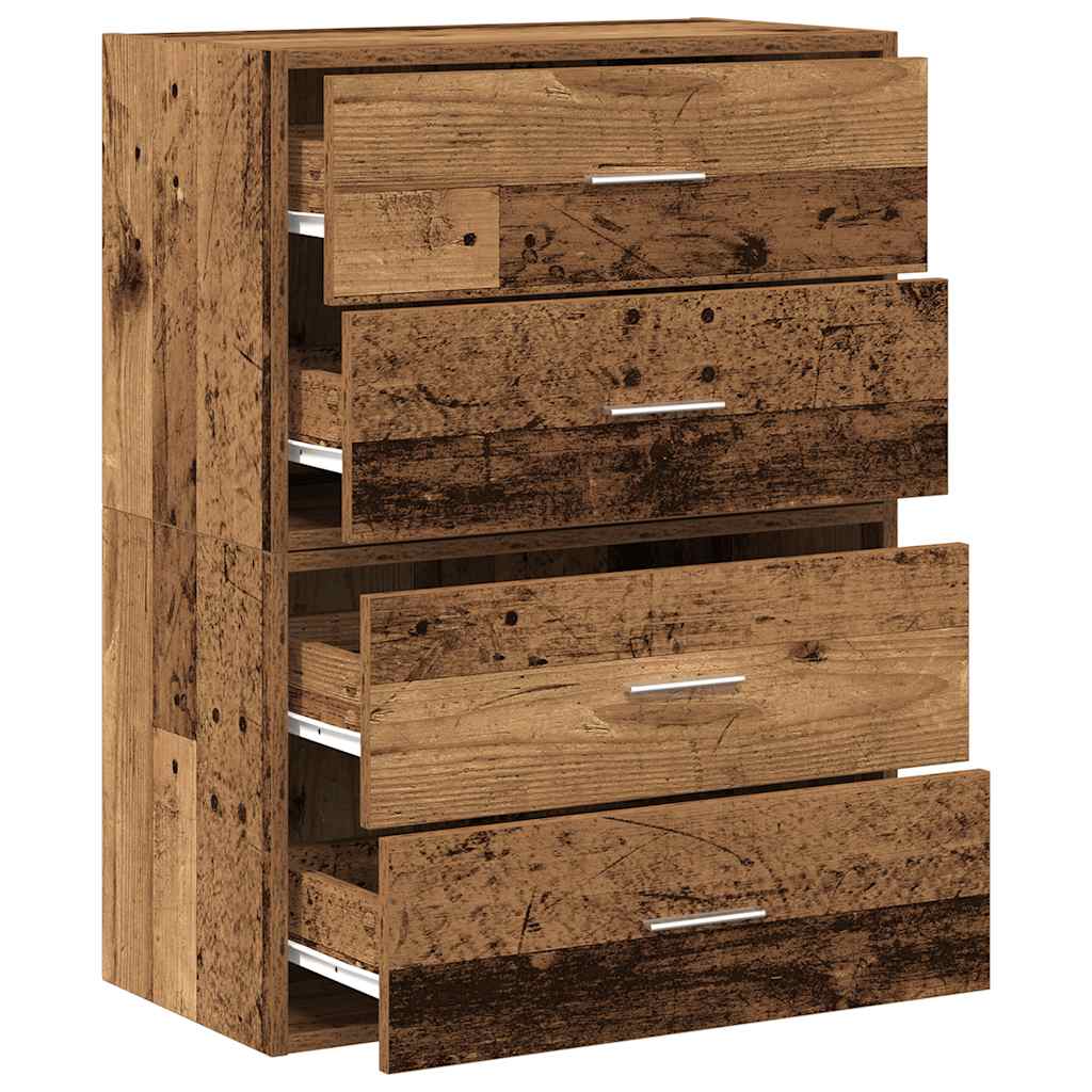 Kasten met 2 lades 2 st 60x31x40cm bewerkt hout oud houtkleurig - AllerleiShop