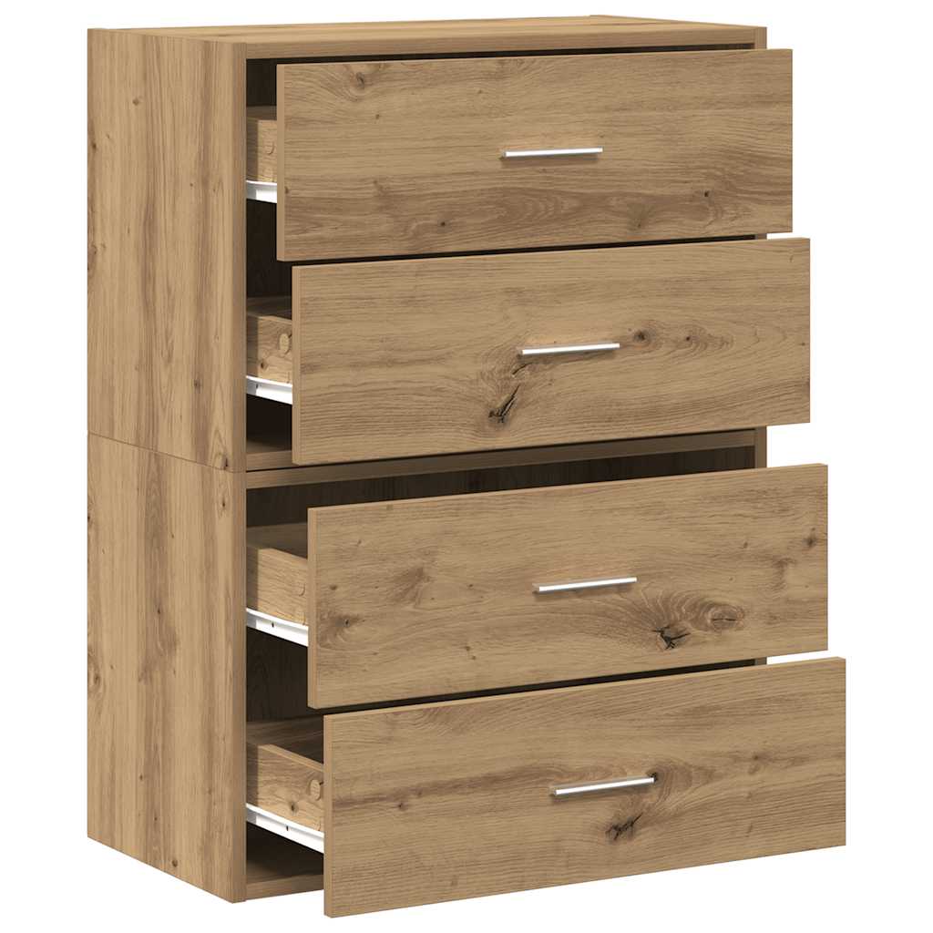 Kasten met 2 lades 2st 60x31x40cm bewerkt hout artisanaal eiken - AllerleiShop