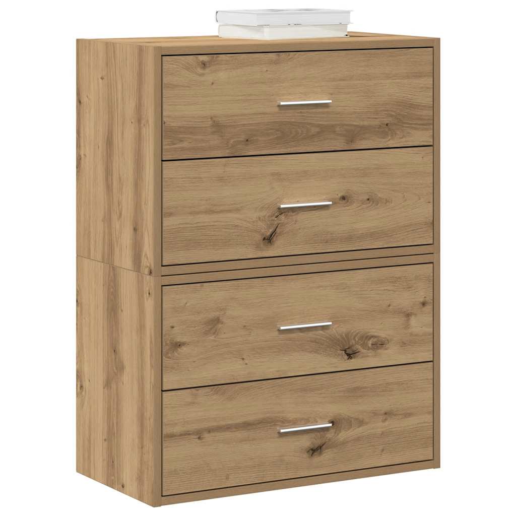 Kasten met 2 lades 2st 60x31x40cm bewerkt hout artisanaal eiken - AllerleiShop