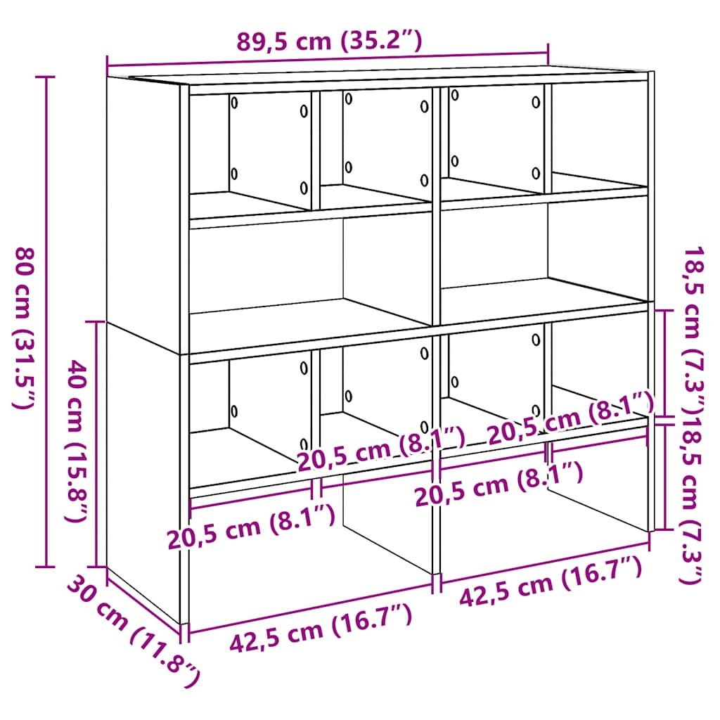 Schoenenrekken 2 st stapelbaar 89,5x30x40 cm grijs sonoma eiken - AllerleiShop