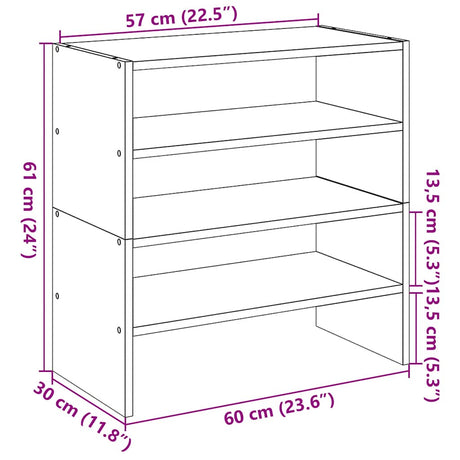 Schoenenrekken 2 st stapelbaar 60x30x30,5 cm wit - AllerleiShop