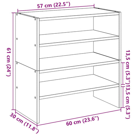 Schoenenrekken 2 st stapelbaar 60x30x30,5 cm sonoma eikenkleur - AllerleiShop