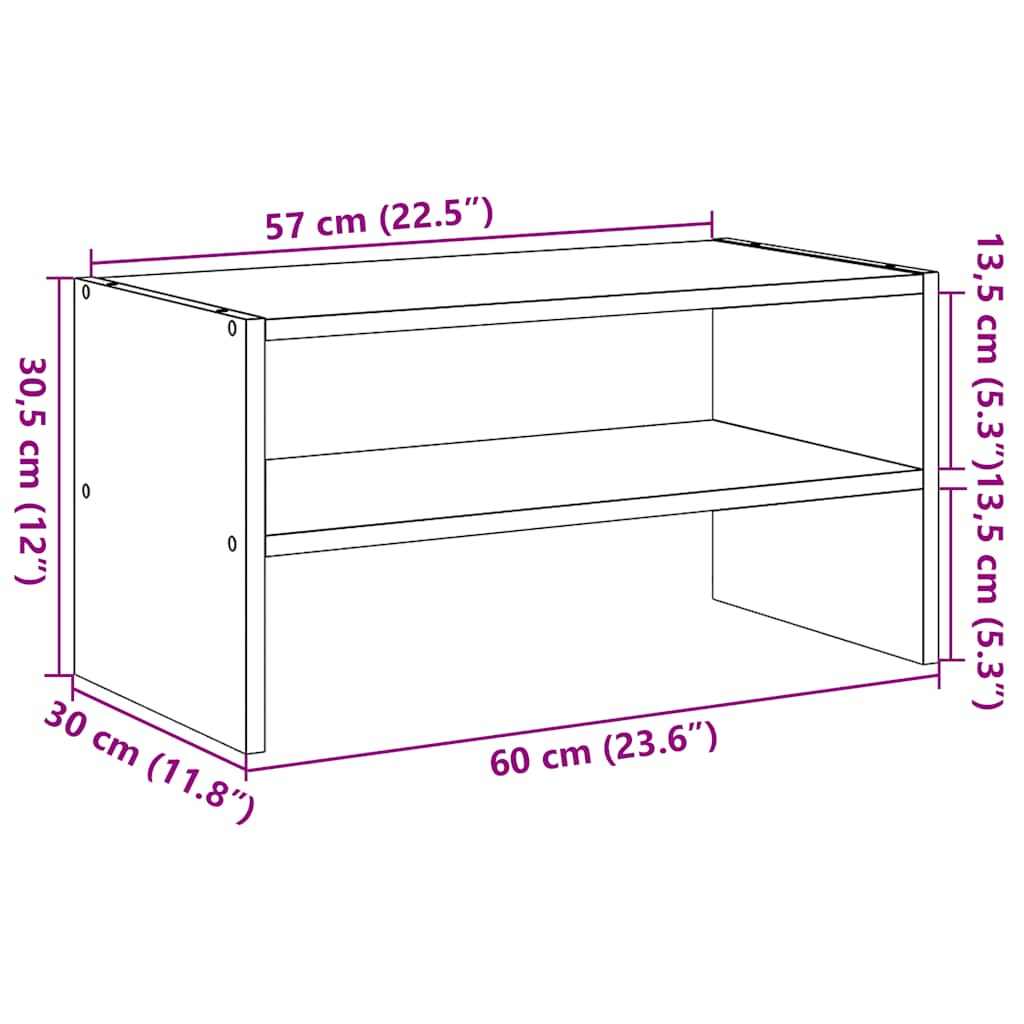 Schoenenrek stapelbaar 60x30x30,5 cm gerookt eikenkleurig - AllerleiShop