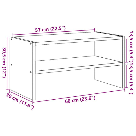 Schoenenrek stapelbaar 60x30x30,5 cm grijs sonoma eikenkleurig - AllerleiShop