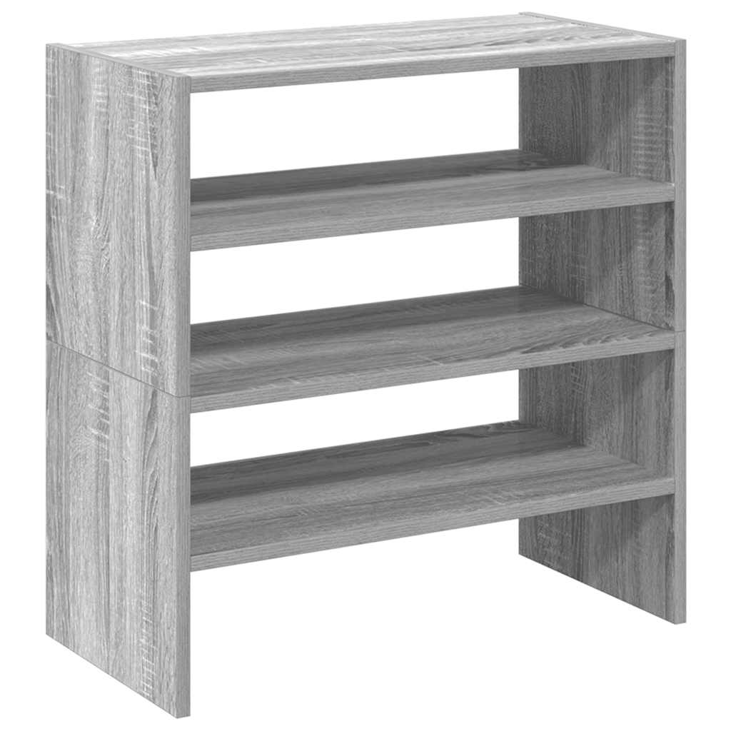 Schoenenrekken 2 st stapelbaar 60x30x30,5 cm grijs sonoma eiken - AllerleiShop