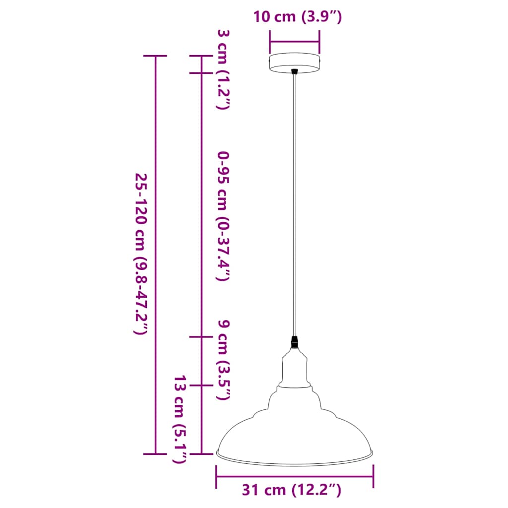 Hanglamp in hoogte verstelbaar E27 Ø31 cm metaal glanzend zwart