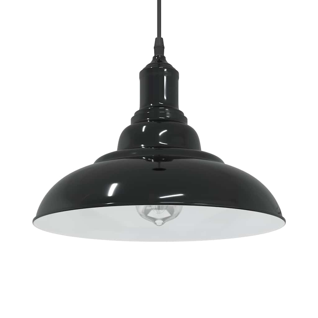 Hanglamp in hoogte verstelbaar E27 Ø31 cm metaal glanzend zwart