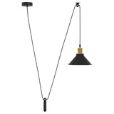 Hanglamp in hoogte verstelbaar E27 Ø22 cm metaal glanzend zwart