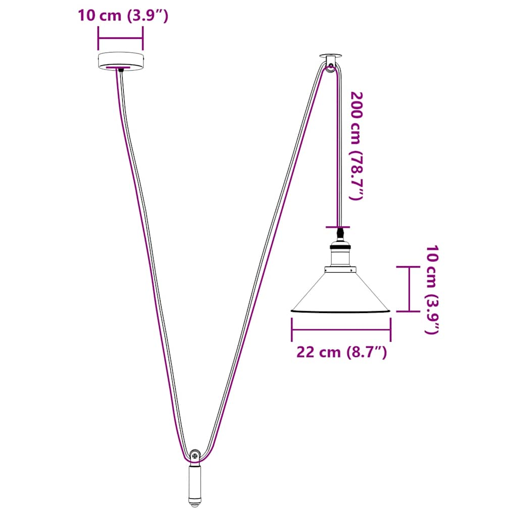 Hanglamp in hoogte verstelbaar E27 Ø22 cm metaal glanzend zwart