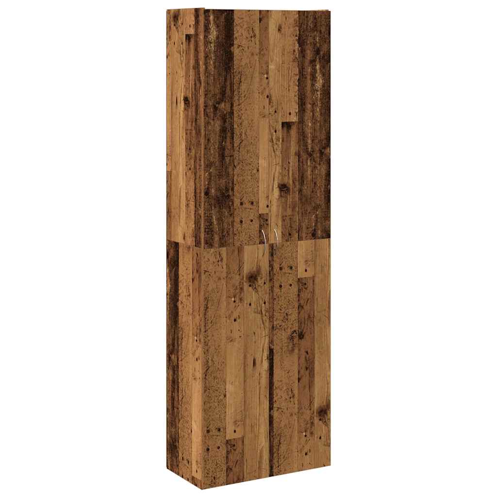 Hoge kast 60x32x190 cm bewerkt hout oud houtkleurig - AllerleiShop