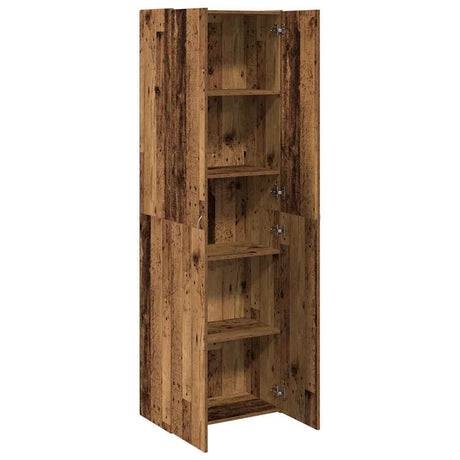 Hoge kast 60x32x190 cm bewerkt hout oud houtkleurig - AllerleiShop