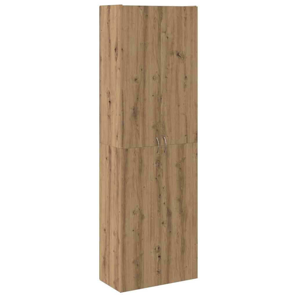 Hoge kast 60x32x190 cm bewerkt hout artisanaal eikenkleur - AllerleiShop