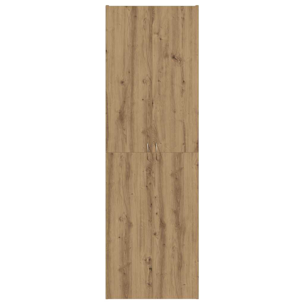 Hoge kast 60x32x190 cm bewerkt hout artisanaal eikenkleur - AllerleiShop