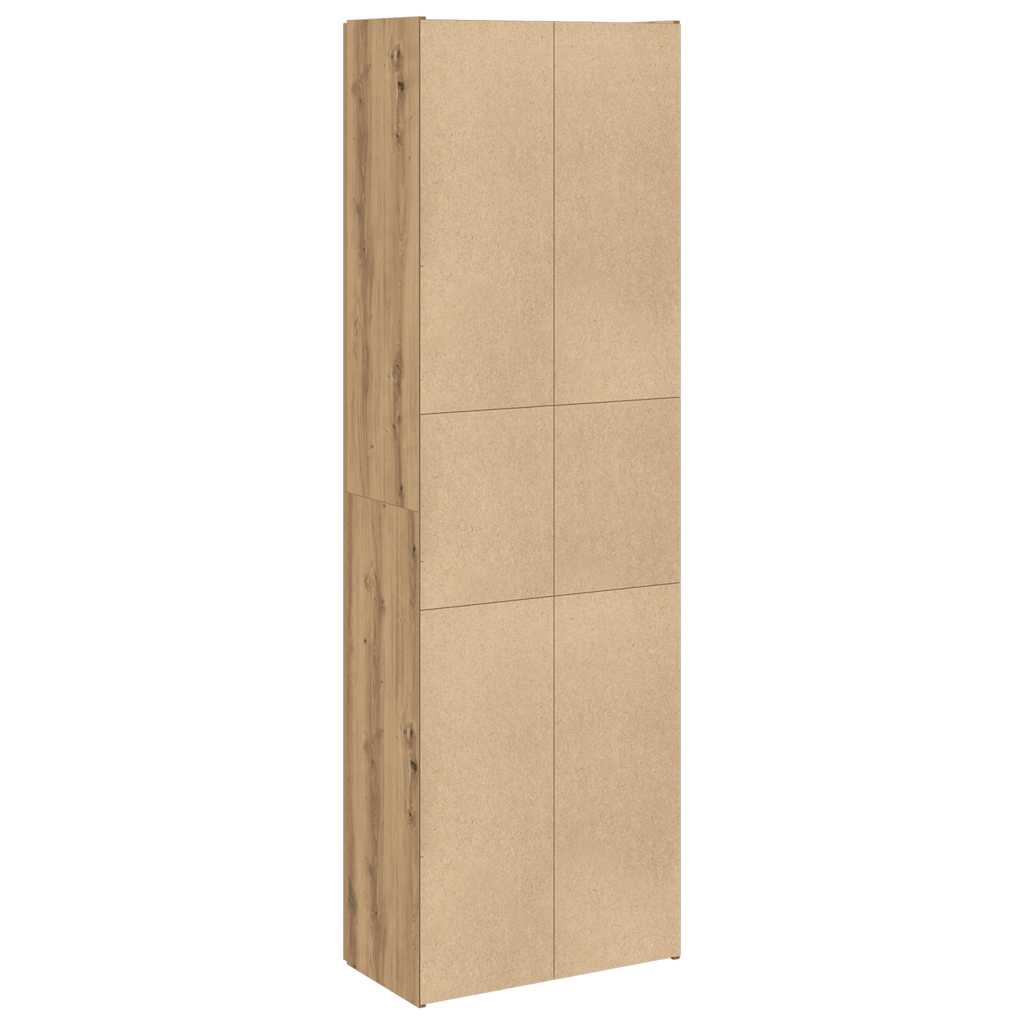 Hoge kast 60x32x190 cm bewerkt hout artisanaal eikenkleur - AllerleiShop