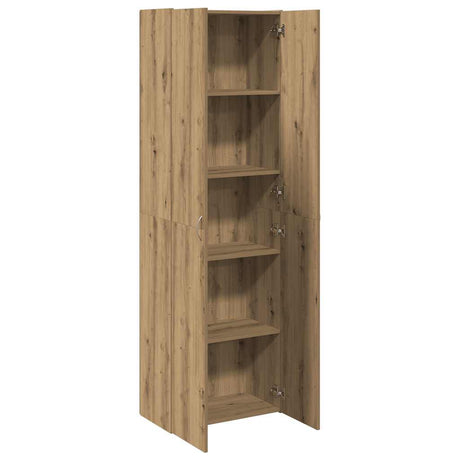 Hoge kast 60x32x190 cm bewerkt hout artisanaal eikenkleur - AllerleiShop