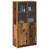 Hoge kast met deuren 68x37x142 cm bewerkt hout oud houtkleurig - AllerleiShop