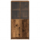 Hoge kast met deuren 68x37x142 cm bewerkt hout oud houtkleurig - AllerleiShop