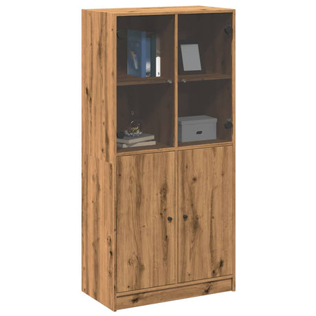 Hoge kast met deuren 68x37x142 cm bewerkt hout artisanaal eiken - AllerleiShop