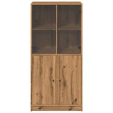 Hoge kast met deuren 68x37x142 cm bewerkt hout artisanaal eiken - AllerleiShop