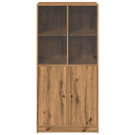 Hoge kast met deuren 68x37x142 cm bewerkt hout artisanaal eiken - AllerleiShop