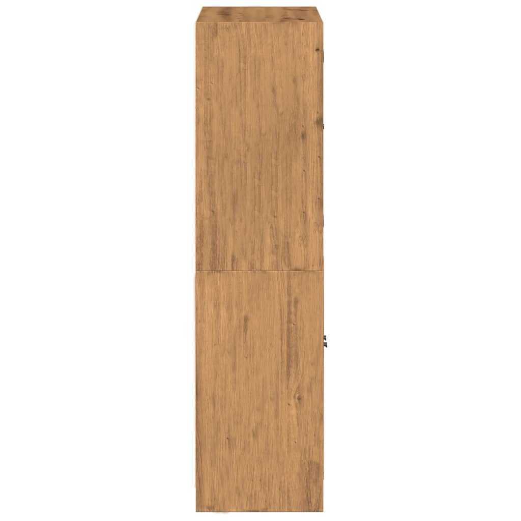 Hoge kast met deuren 68x37x142 cm bewerkt hout artisanaal eiken - AllerleiShop