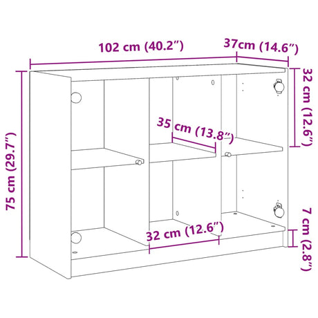 Dressoir 102x37x75,5 cm bewerkt hout oud houtkleurig - AllerleiShop