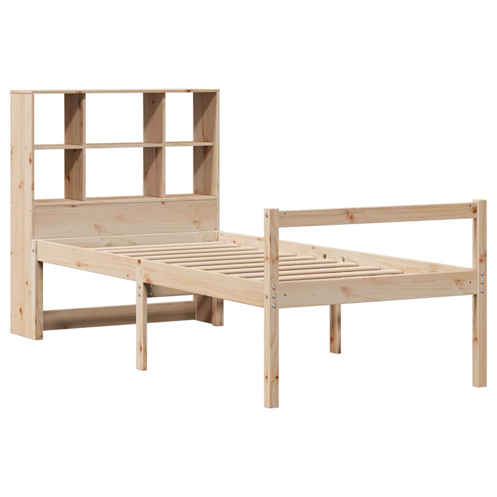 Bed met boekenkast zonder matras massief grenenhout 90x200 cm