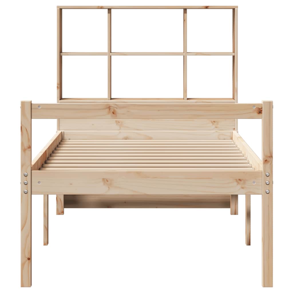 Bed met boekenkast zonder matras massief grenenhout 90x200 cm