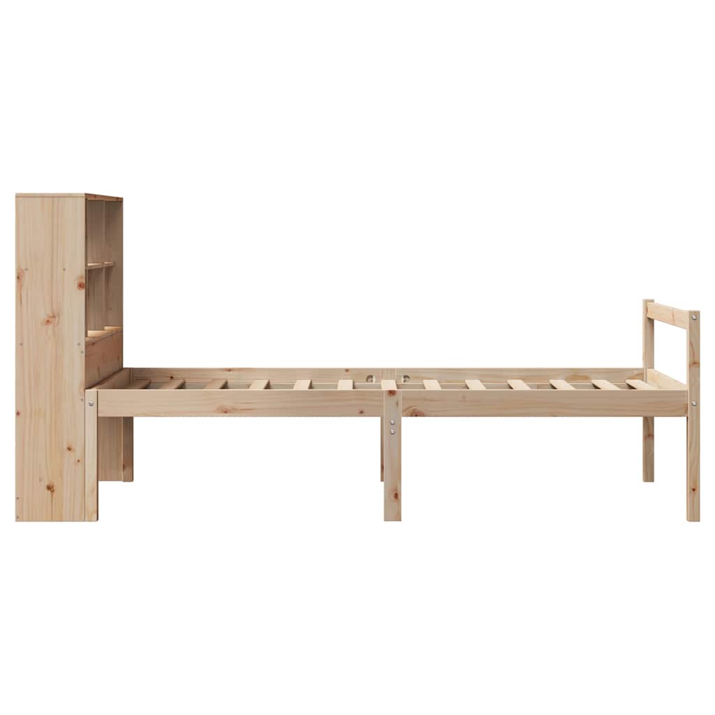 Bed met boekenkast zonder matras massief grenenhout 90x200 cm