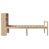Bed met boekenkast zonder matras massief grenenhout 90x200 cm