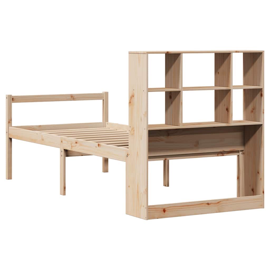 Bed met boekenkast zonder matras massief grenenhout 90x200 cm