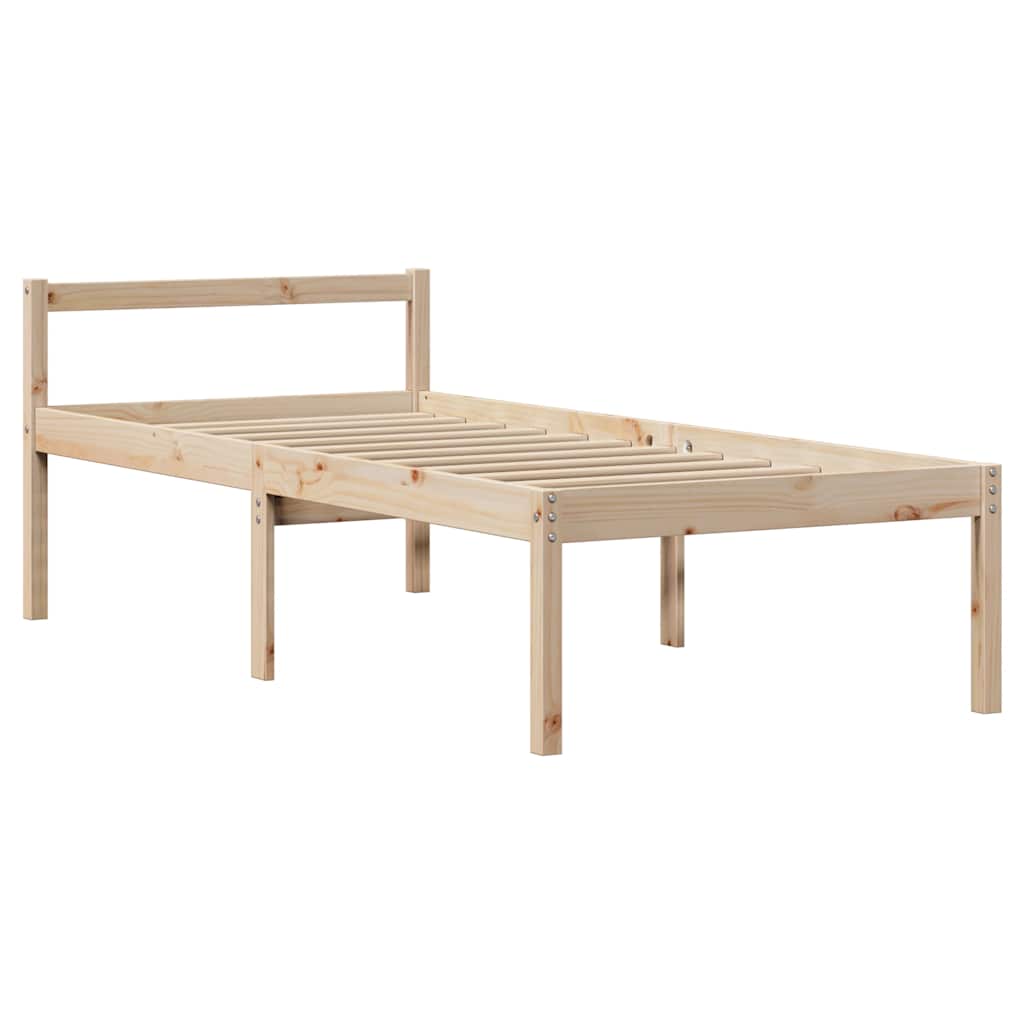 Bed met boekenkast zonder matras massief grenenhout 90x200 cm