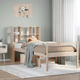 Bed met boekenkast zonder matras massief grenenhout 90x200 cm