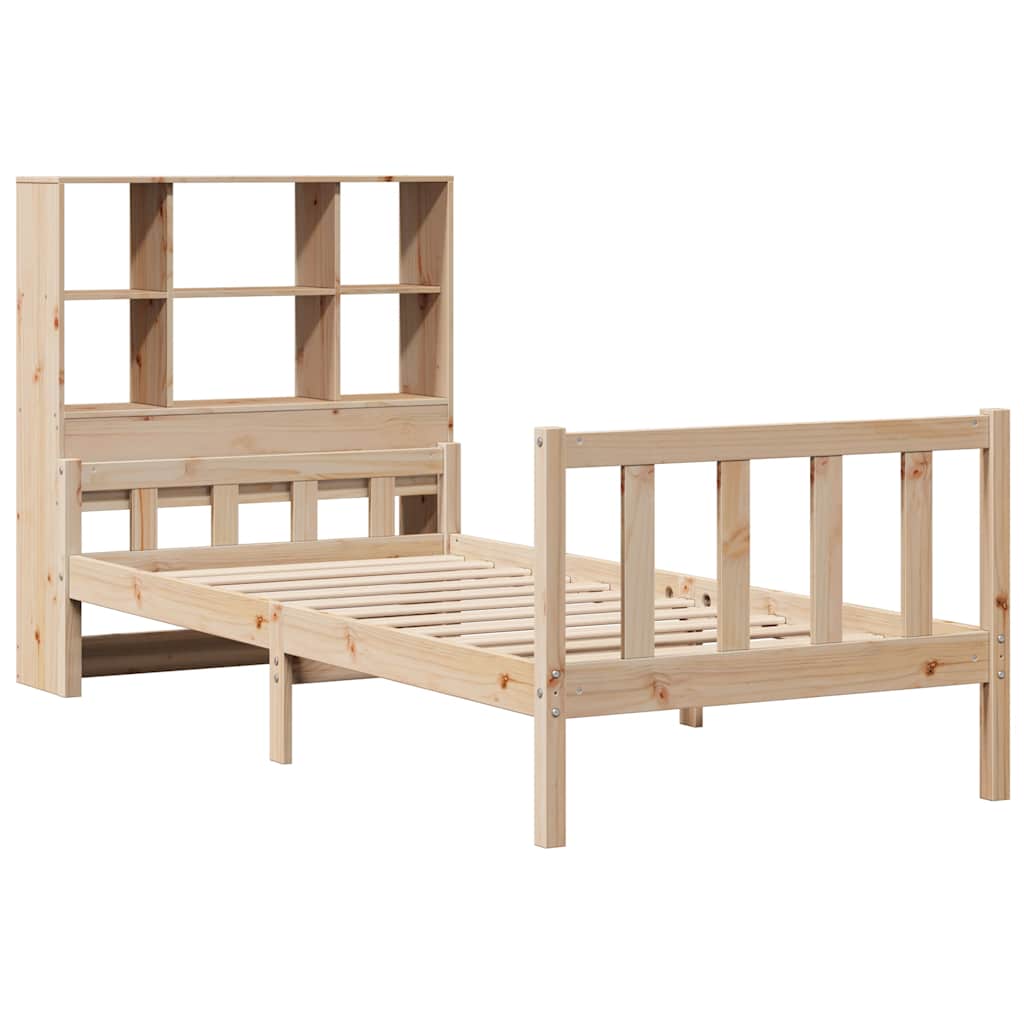 Bed met boekenkast zonder matras massief grenenhout 90x190 cm
