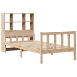 Bed met boekenkast zonder matras massief grenenhout 90x190 cm